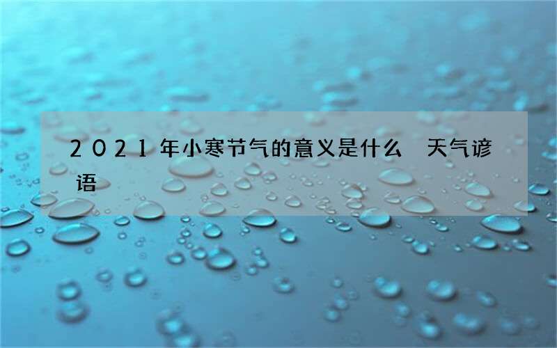 2021年小寒节气的意义是什么 天气谚语